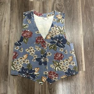 🌸 Vintage Stampede Floral Denim Vest